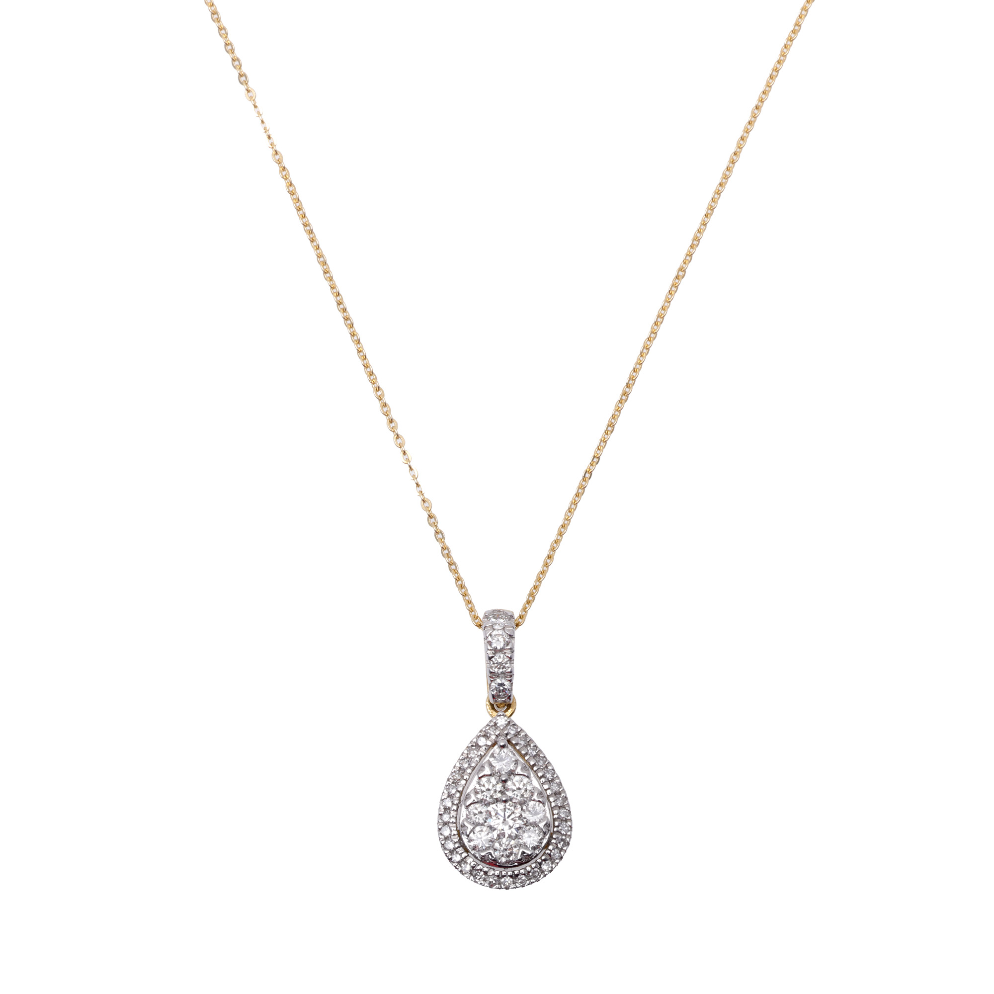 Gold chain with pendant, decorated with diamonds