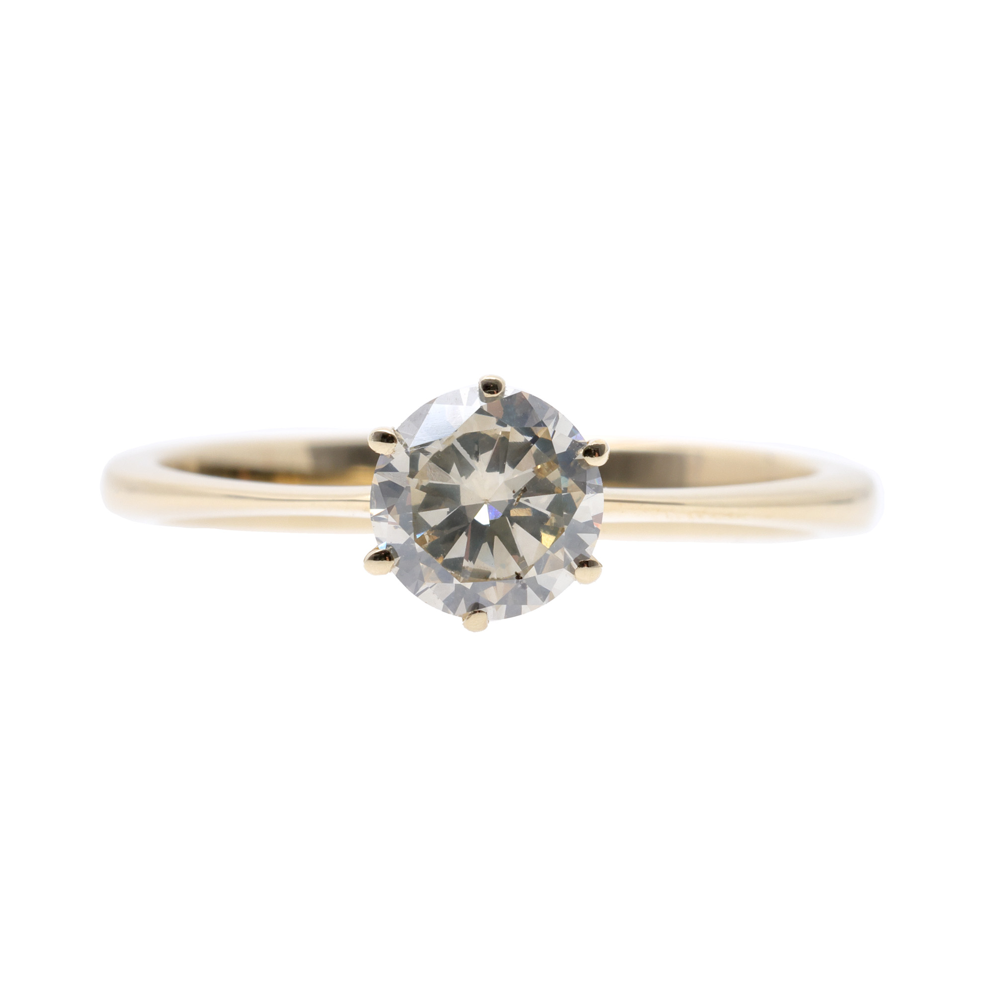 Gold ring, decorated with solitaire diamond, accompanied by IGI certificate