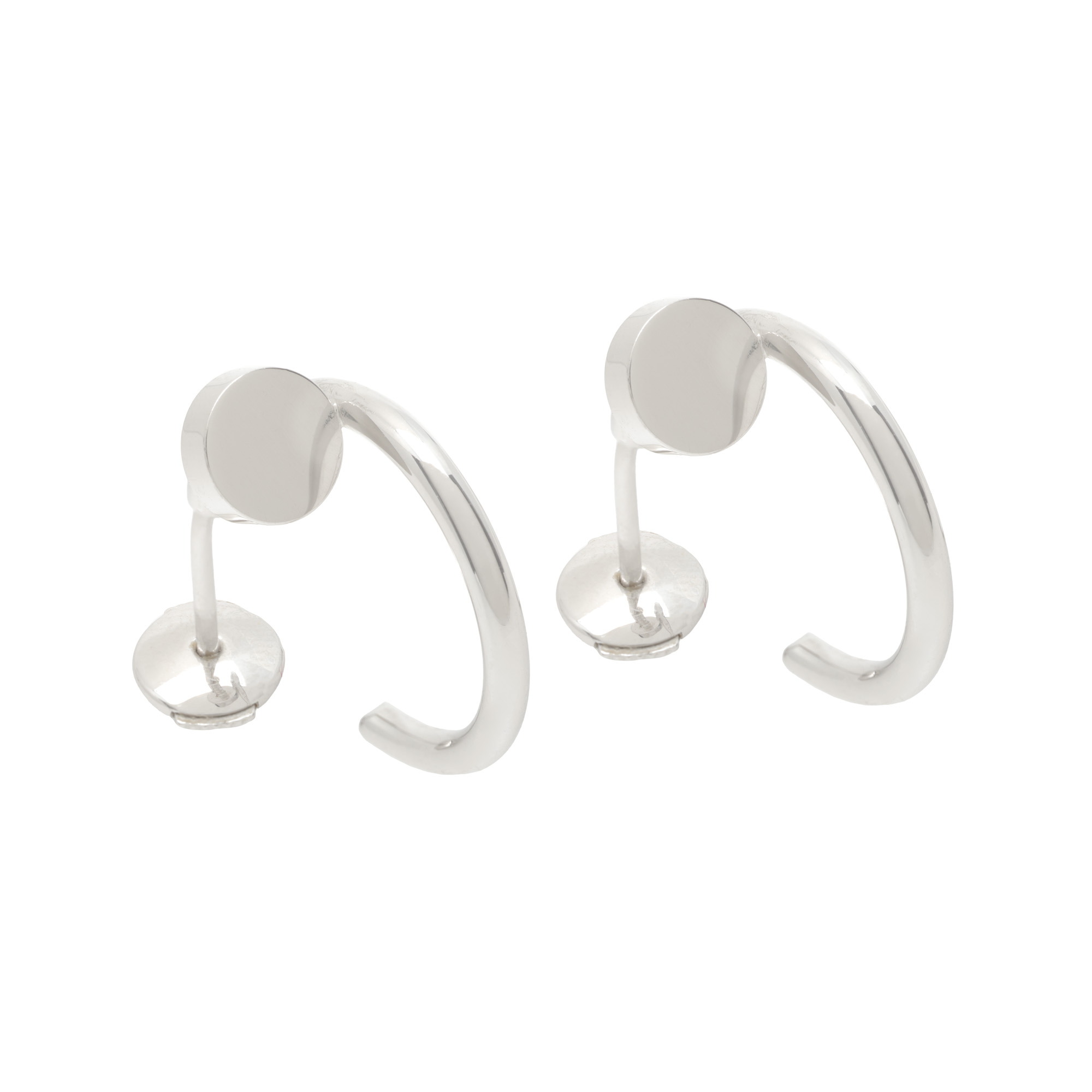Pair of Cartier Juste un Clou earrings, in white gold, accompanied by a pouch