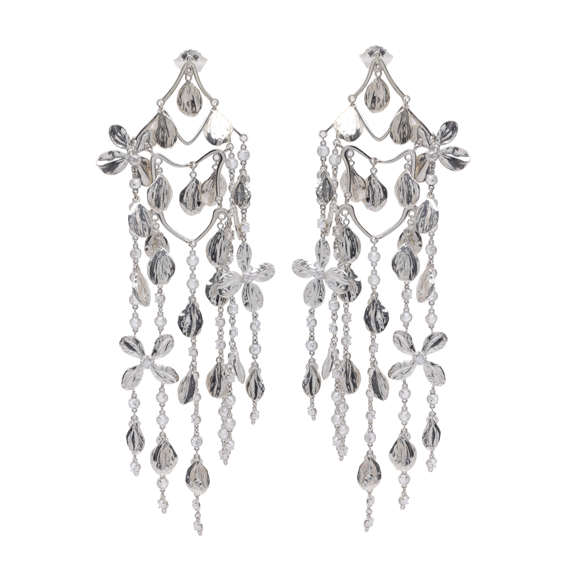 Pair of Ralph Lauren Earrings, Silver, Hortensia Hydrangea Collection