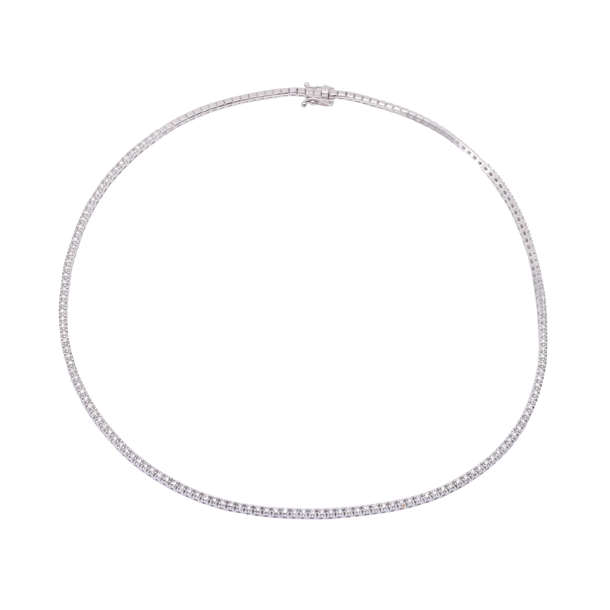 White gold tennis necklace, decorated with diamonds