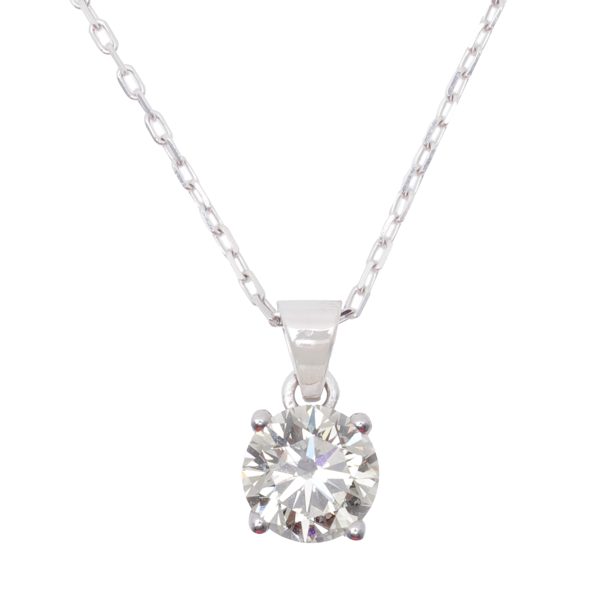 White gold chain with diamond decorated pendant