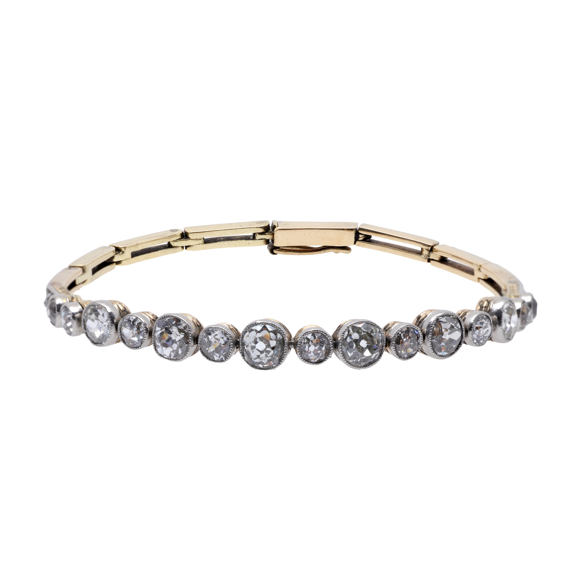 Superbă brățară din aur și platină, ornată cu înșiruire de diamante, cca. 1930
