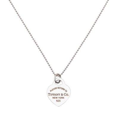 Tiffany and Co. necklace with Please return to pendant, made of silver