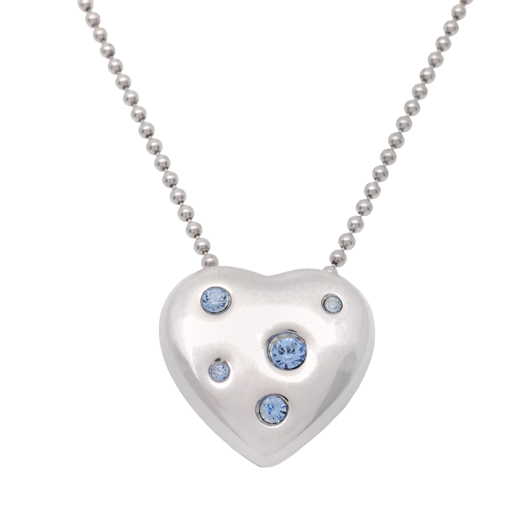 Yves Saint Laurent silver chain with heart shaped pendant
