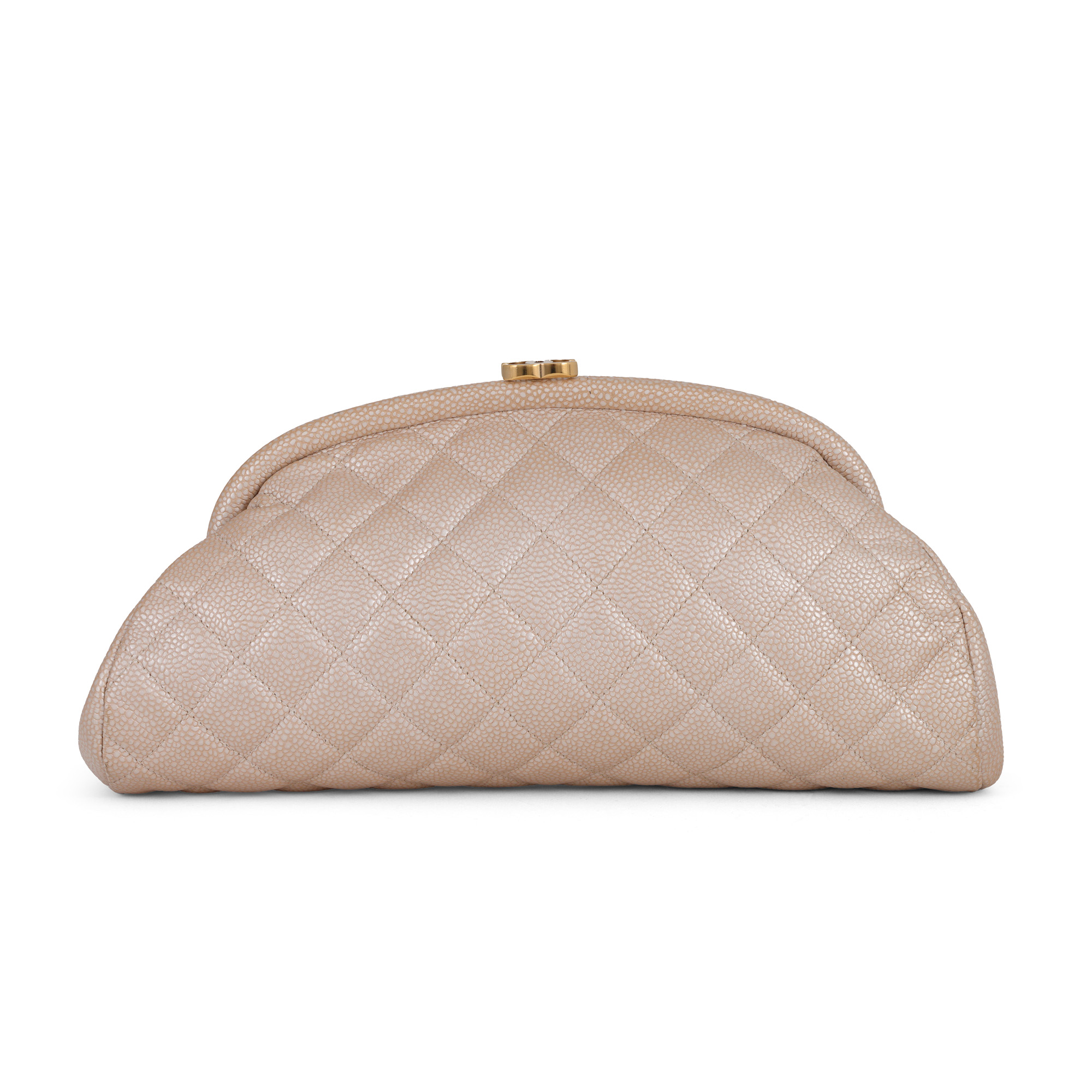 Clutch Chanel, model Mademoiselle Quilted Caviar Beige, cca. 2007