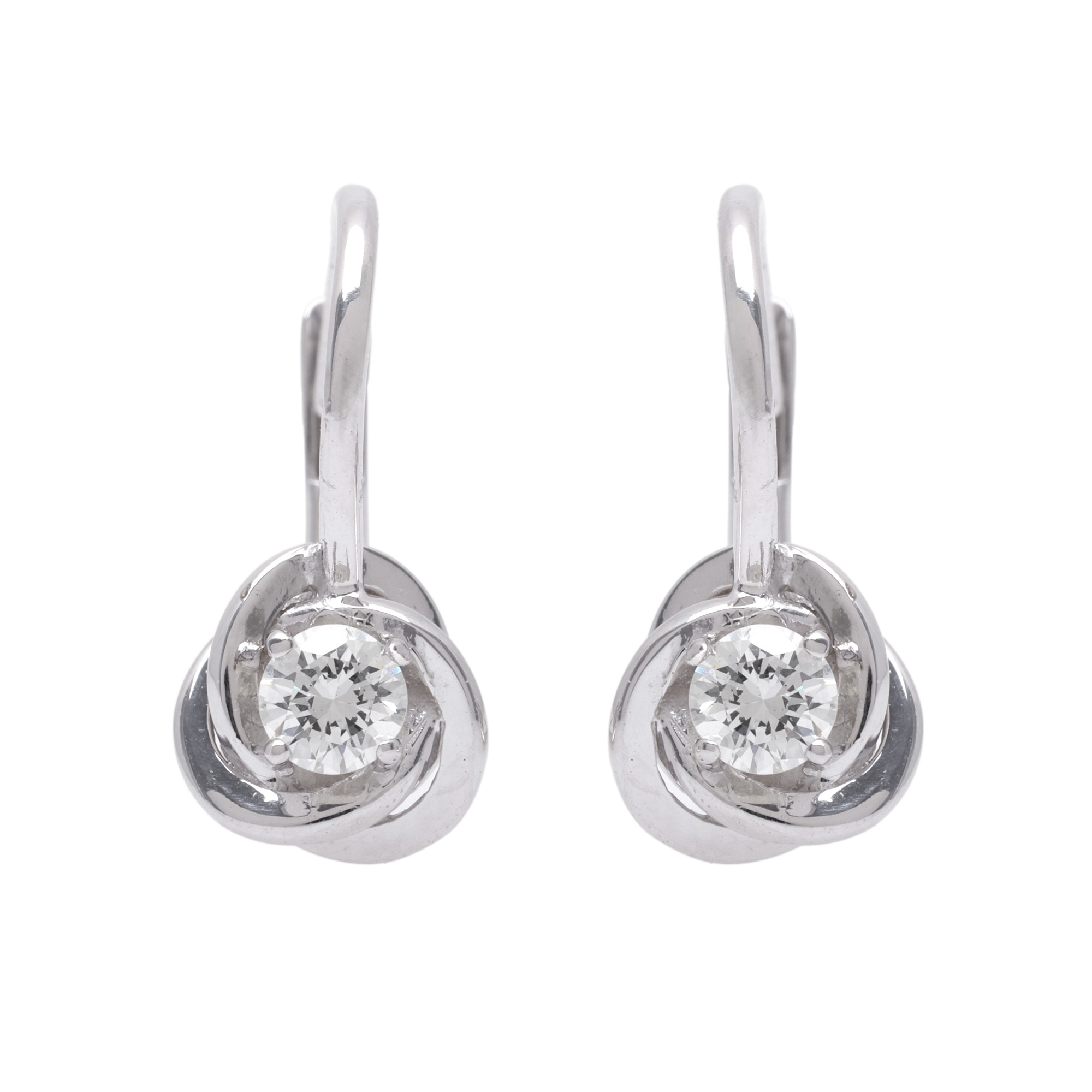 Pair of white gold earrings, decorated with diamonds