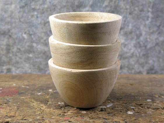 Set of Three Mini Mango Wood French Artisan Bowls