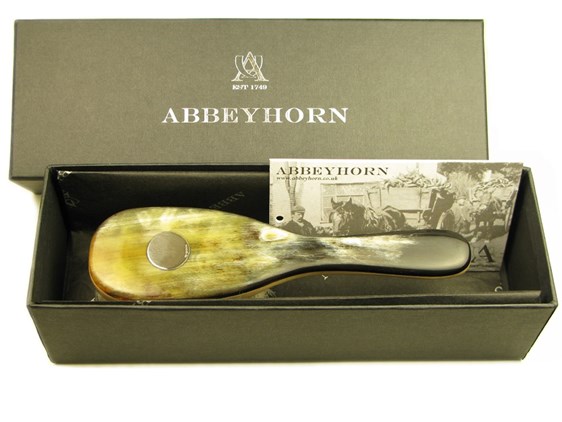 Horn & Goat Hair Baby Brush with Silver Disc | Goat Hair Baby Brush
