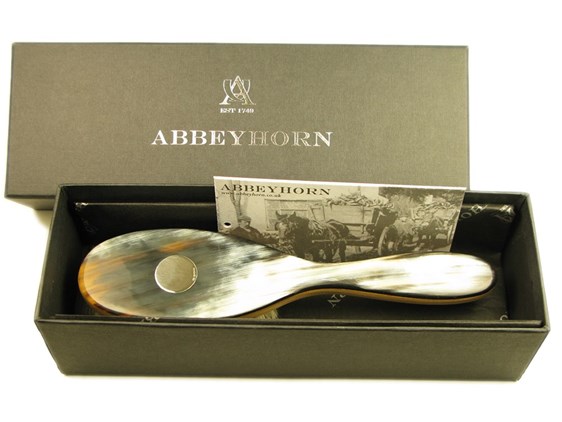 Cow Horn Childs Brush with Silver Disc Cow Horn Childs Brush with Silver Disc