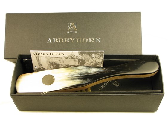 Cow Horn Handled Clothes Brush with Silver Disc | Hog Bristle & Silver Disc