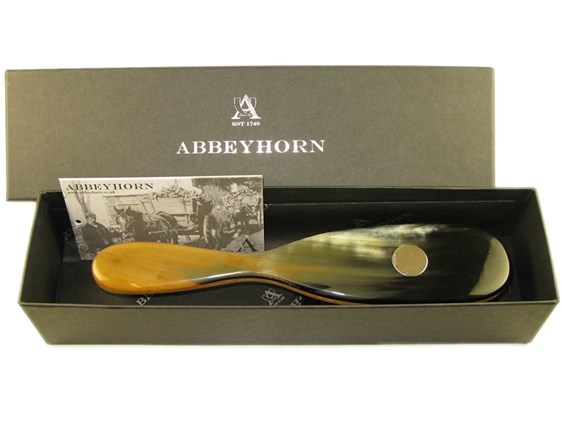 Horn & Pearwood Handled Hair Brush with Silver Disc Horn & Pearwood Handled Hair Brush with Silver Disc