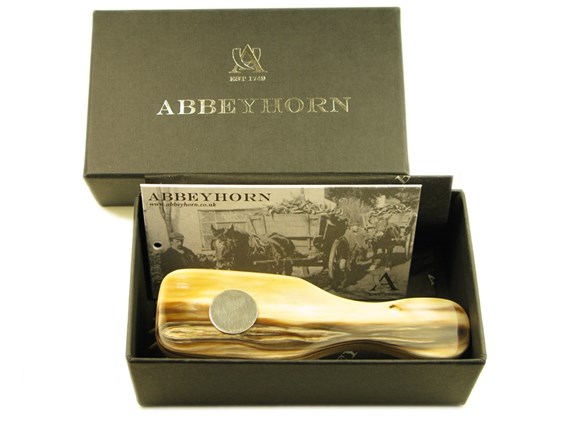 Beechwood & Horn Pocket Hairbrush with Silver Disc | Silver Disc Embossed