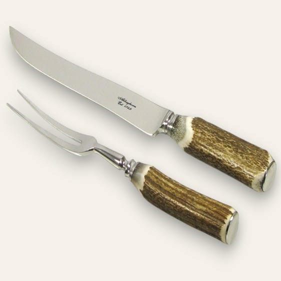 Stag Antler Handle Two Piece Carver Set Stag Antler Handle Two Piece Carver Set