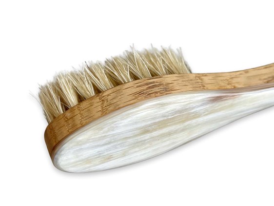 Horn Backed Shoe Polish Applicator - Oak - Light Bristles Horn Backed Shoe Polish Applicator - Oak - Light Bristles