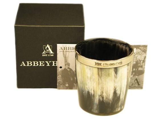 Horn Whisky Tot with Silver Band - Polished - 70mm Horn Whisky Tot with Silver Band - Polished - 70mm