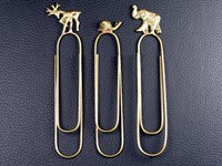 Animal Paperclips - Set of Three | Snail, Deer & Elephant Animal Paperclips - Set of Three | Snail, Deer & Elephant