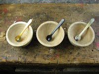 Set of Three Mini Mango Wood French Artisan Bowls