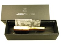 Pearwood & Horn 3 Rows Pocket Brush | Boar Bristled Horn Beard Brush
