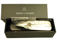 Large Cow Horn Clothes Brush with Silver Disc