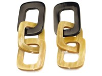 Square Links Horn Earrings