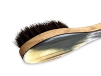 Horn Backed Shoe Polish Applicator - Oak - Dark Bristles