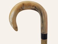 Rounded Crook Ramshorn Walking Stick