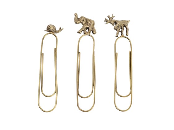 Animal Paperclips - Set of Three | Snail, Deer & Elephant Animal Paperclips - Set of Three | Snail, Deer & Elephant