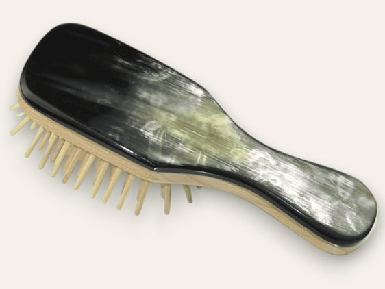 Beechwood & Horn Pocket Hairbrush