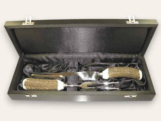 Boxed Stag Antler Handle Two Piece Carver Set