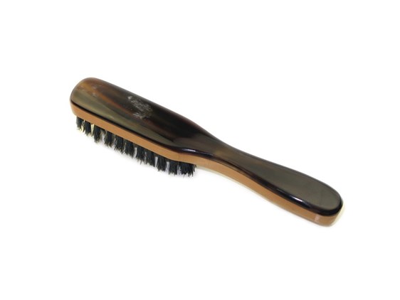 Pearwood & Horn 3 Rows Pocket Brush | Boar Bristled Horn Beard Brush