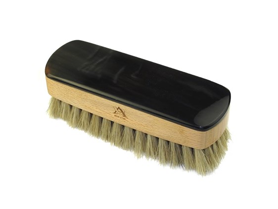 Horn Backed Rectangular Shoe Brush - Small - Light Bristles