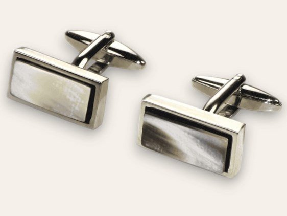 Cufflinks - Narrow Rectangle - Cow Horn