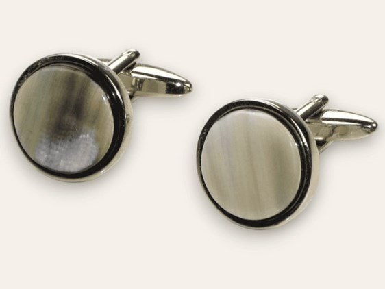 Cufflinks - Round - Cow Horn