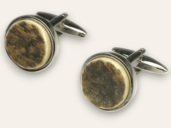 Cufflinks - Round - Stag Antler