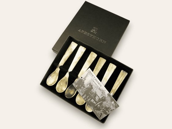 Egg Spoon - Square End - Box of Six | Cow Horn Egg Spoons Egg Spoon - Square End - Box of Six | Cow Horn Egg Spoons