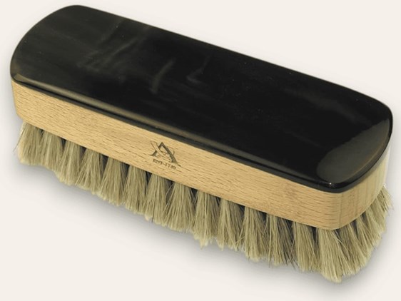 Horn Backed Rectangular Shoe Brush - Small - Light Bristles