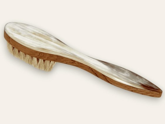 Horn Backed Shoe Polish Applicator - Oak - Light Bristles Horn Backed Shoe Polish Applicator - Oak - Light Bristles