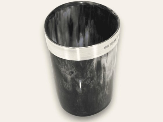 Horn Beaker with Silver Band - Polished - 120mm Horn Beaker with Silver Band - Polished - 120mm