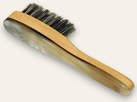 Horn Beard Brush With Handle | Pig Bristled Horn Beard Brush