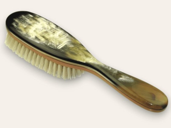 Horn & Pearwood Handled Hair Brush