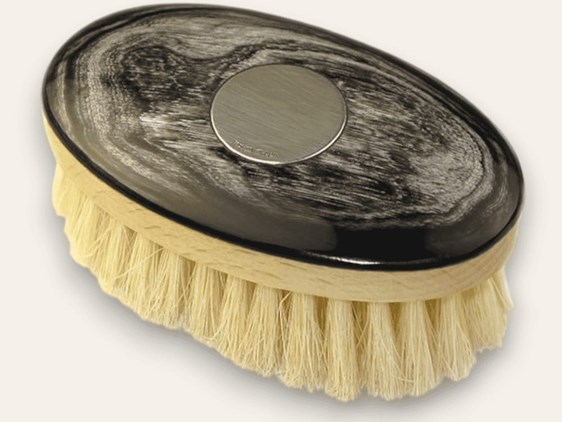 Horn & Pig Bristle Face Brush with Silver Disc