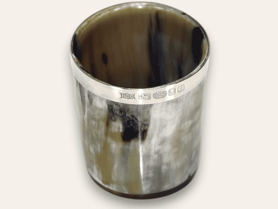 Horn Whisky Tot with Silver Band - Polished - 70mm Horn Whisky Tot with Silver Band - Polished - 70mm