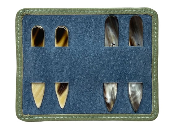 Horn Collar Stays with Green Leather Pouch | HCS-GX