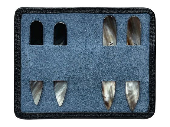 Horn Collar Stays with Black Leather Pouch | HCS-BX