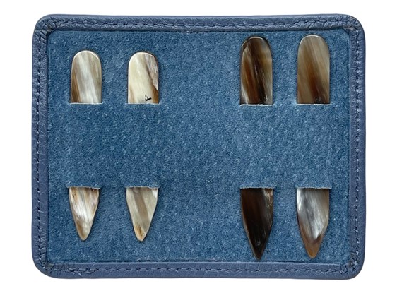 Horn Collar Stays with Navy Leather Pouch | HCS-NX