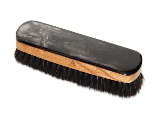 Horn Backed Rectangular Shoe Brush - Oak - Medium - Dark Bristles | SBRLOD