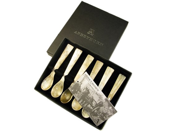 Egg Spoon - Square End - Box of Six | Cow Horn Egg Spoons