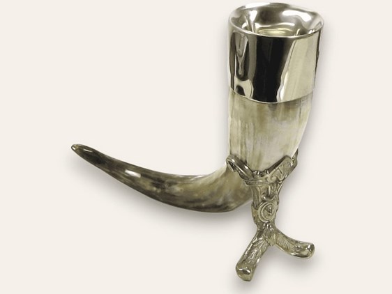 Pewter Mounted Horn Viking Drinking Horn
