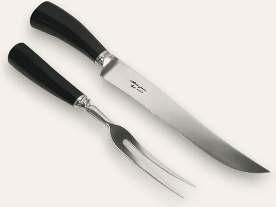Polished Cow Horn Handle Two Piece Carver Set Polished Cow Horn Handle Two Piece Carver Set